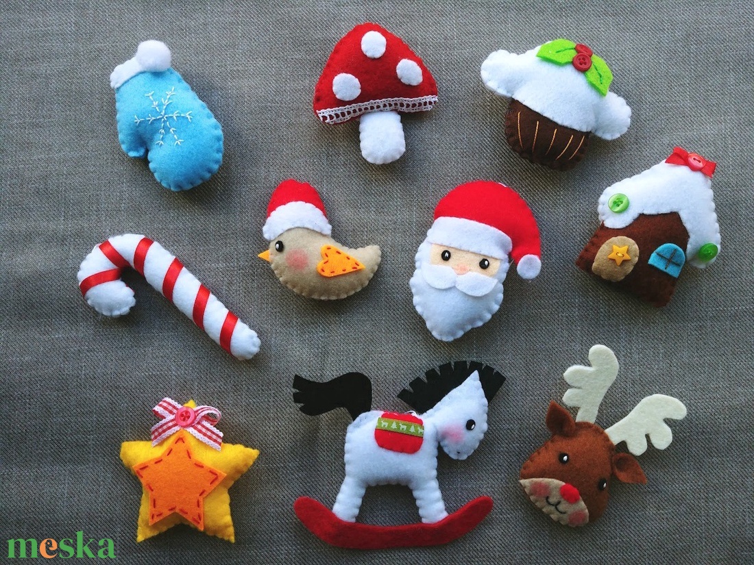 Egyedi filc karácsonyi dekorációs csomag 1. - karácsony - karácsonyi lakásdekoráció - karácsonyfadíszek - Meska.hu