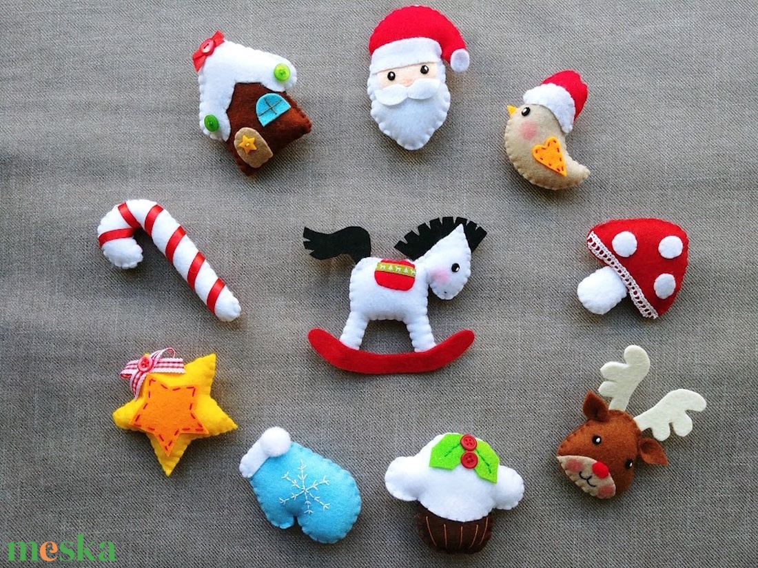 Egyedi filc karácsonyi dekorációs csomag 1. - karácsony - karácsonyi lakásdekoráció - karácsonyfadíszek - Meska.hu
