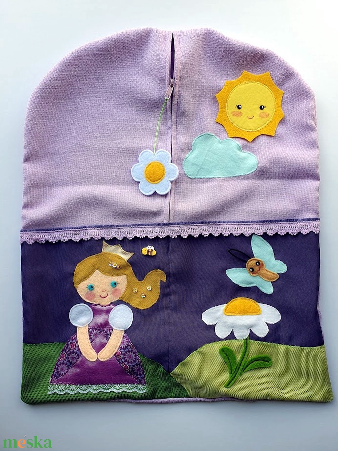 Ovizsák és tornazsák szett mosolygós királylánnyal és pillangóval - Azonnal vihető! - játék & sport - ovis felszerelés - ovis szett - Meska.hu