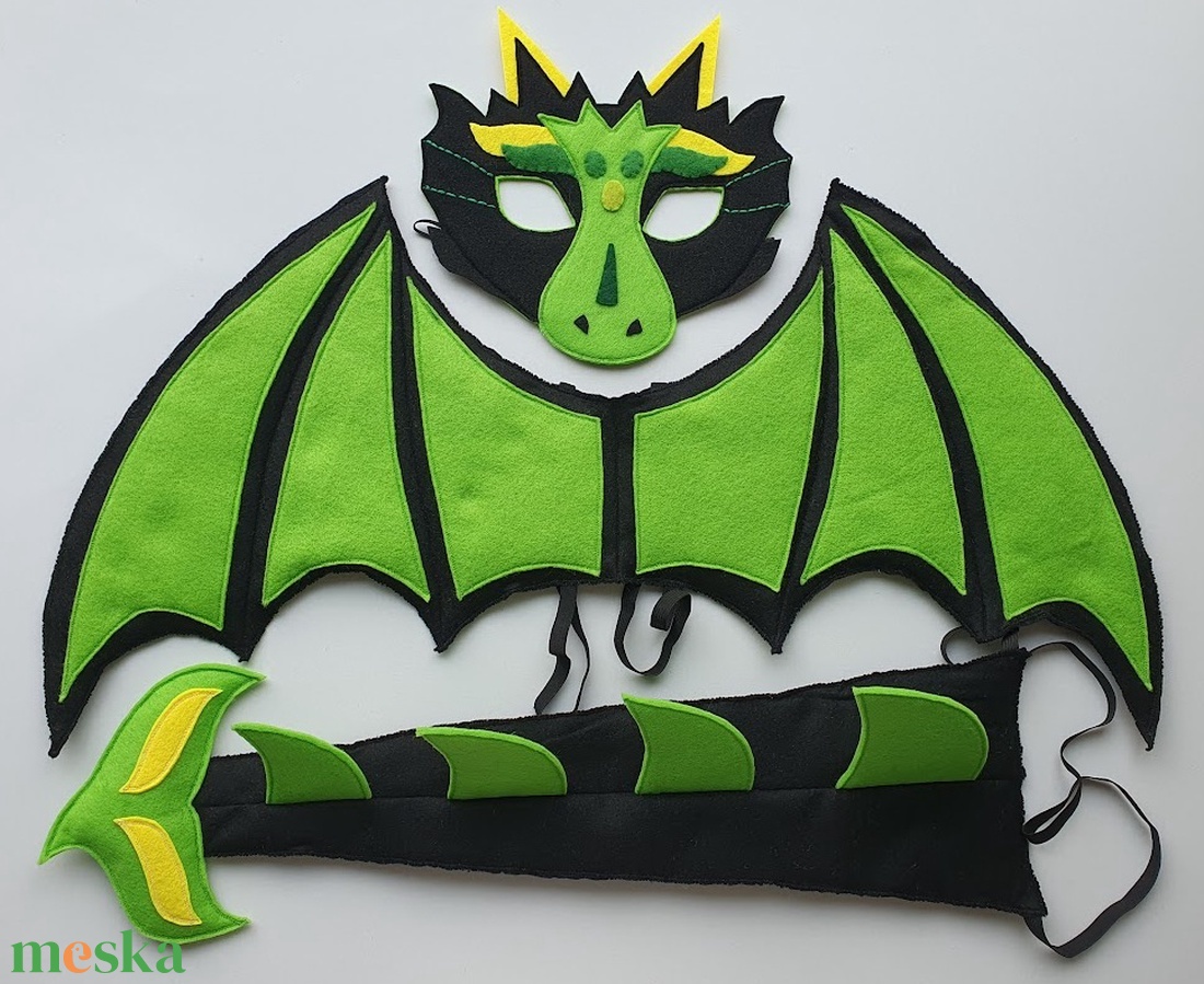 Sárkány farsangi jelmez szett (álarc+ farkinca+szárny) -RENDELHETŐ!!!! - otthon & életmód - dekoráció - halloween - halloweeni jelmez és kiegészítők - Meska.hu