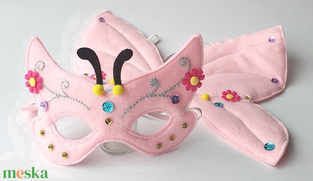 Tündérpillangó farsangi jelmez szett (álarc+szárny)- RENDELHETŐ! - ruha & divat - jelmez & álarc - jelmez - Meska.hu