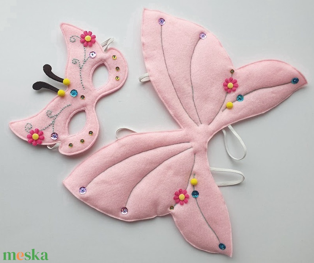 Tündérpillangó farsangi jelmez szett (álarc+szárny)- RENDELHETŐ! - ruha & divat - jelmez & álarc - jelmez - Meska.hu