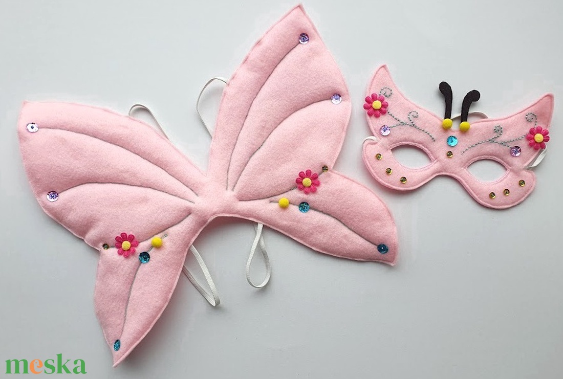 Tündérpillangó farsangi jelmez szett (álarc+szárny)- RENDELHETŐ! - ruha & divat - jelmez & álarc - jelmez - Meska.hu