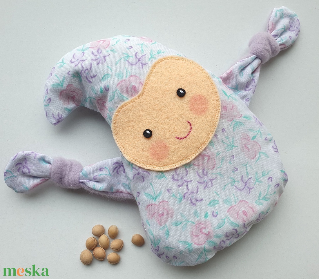 Manócska- cseresznyemag párna (lila-virágos) - játék & sport - plüssállat & játékfigura - manó - Meska.hu