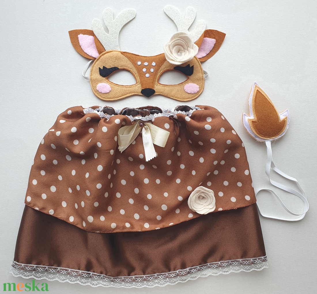 Őzikelány farsangi jelmez szett (álarc+szoknya+farkinca)�AZONNAL VIHETŐ!!! - ruha & divat - jelmez & álarc - jelmez - Meska.hu