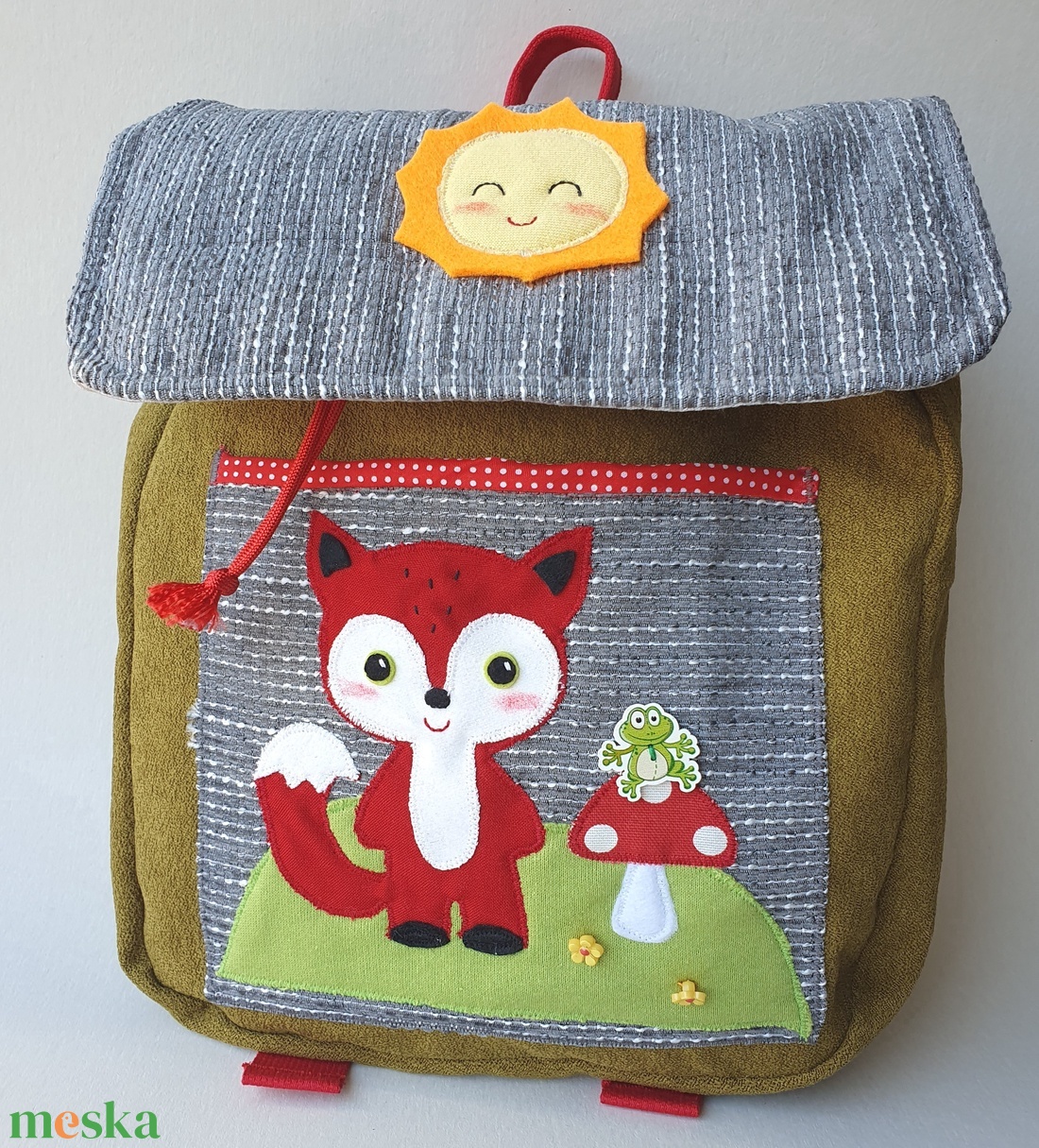 Kisrókás-gombás-napocskás hátizsák -AZONNAL VIHETŐ! - táska & tok - hátizsák - kishátizsák - Meska.hu