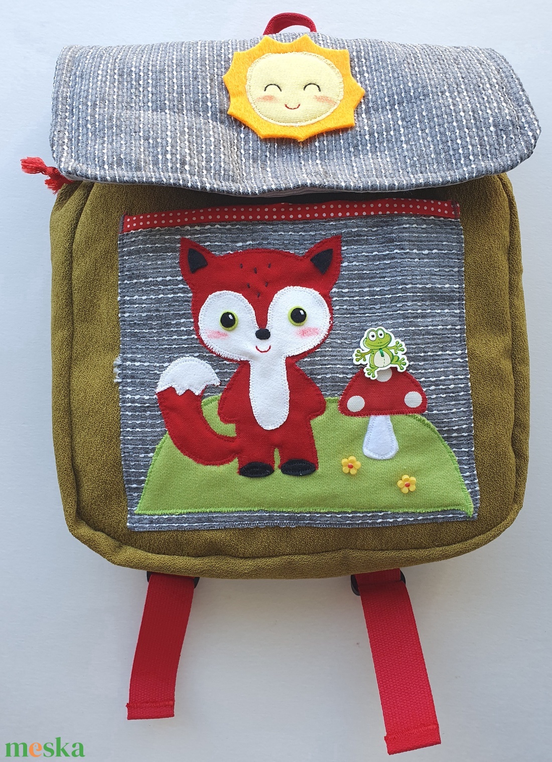 Kisrókás-gombás-napocskás hátizsák -AZONNAL VIHETŐ! - táska & tok - hátizsák - kishátizsák - Meska.hu