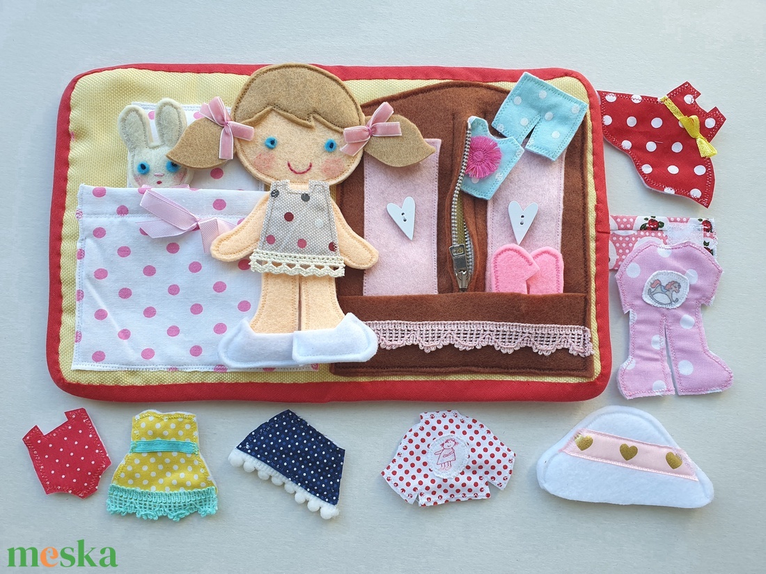 Pöttyös Panni öltöztetős baba kisnyuszival és ruhákkal- AZONNAL VIHETŐ! - játék & sport - baba & babaház - öltöztethető baba - Meska.hu