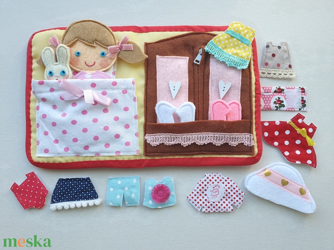 Pöttyös Panni öltöztetős baba kisnyuszival és ruhákkal- AZONNAL VIHETŐ! - játék & sport - baba & babaház - öltöztethető baba - Meska.hu