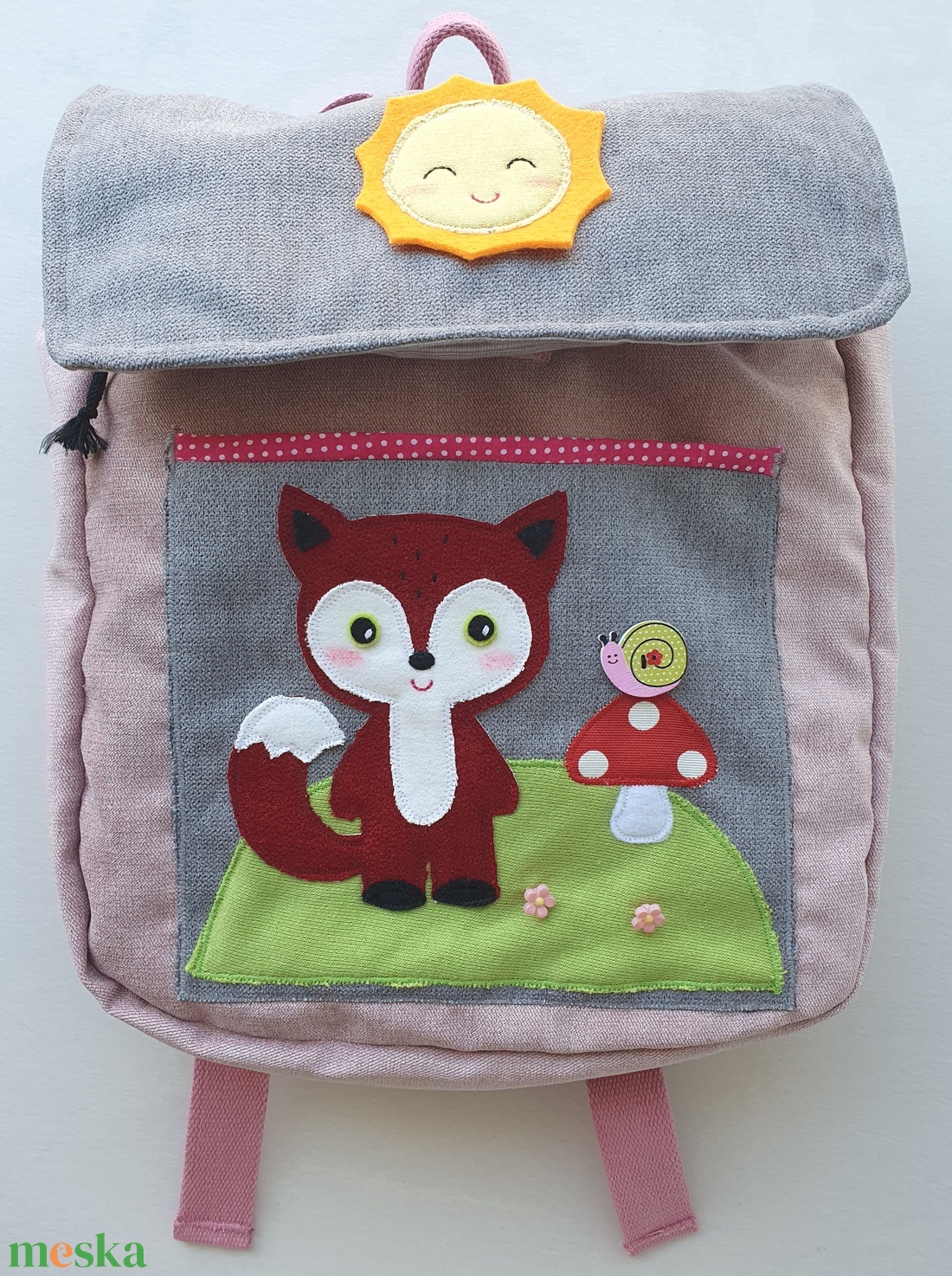 Kisrókás-gombás-napocskás hátizsák -AZONNAL VIHETŐ! - táska & tok - hátizsák - kishátizsák - Meska.hu