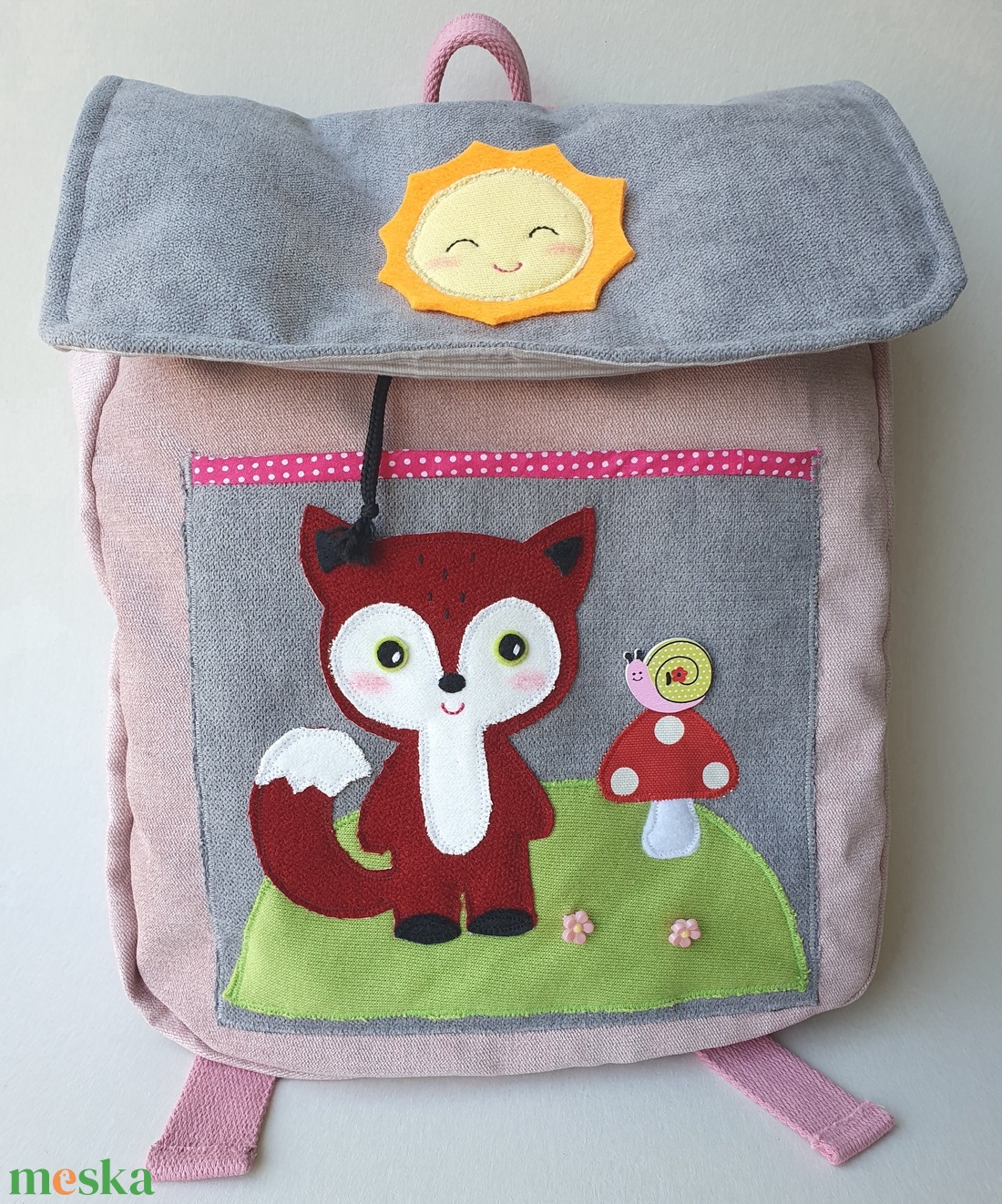 Kisrókás-gombás-napocskás hátizsák -AZONNAL VIHETŐ! - táska & tok - hátizsák - kishátizsák - Meska.hu