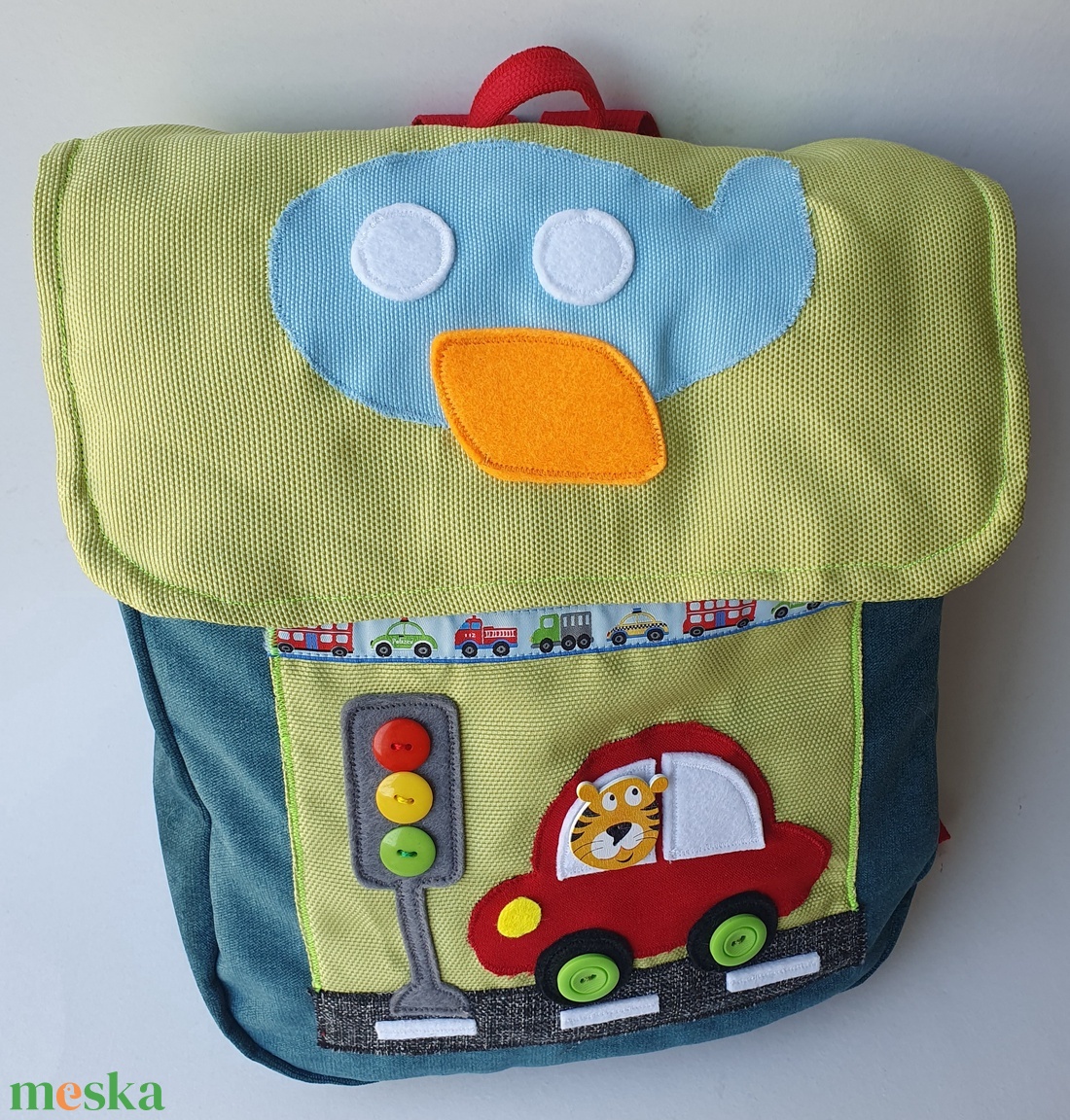 Piros autós-repülős-tigrises hátizsák -AZONNAL VIHETŐ! - játék & sport - ovis felszerelés - ovis hátizsák - Meska.hu