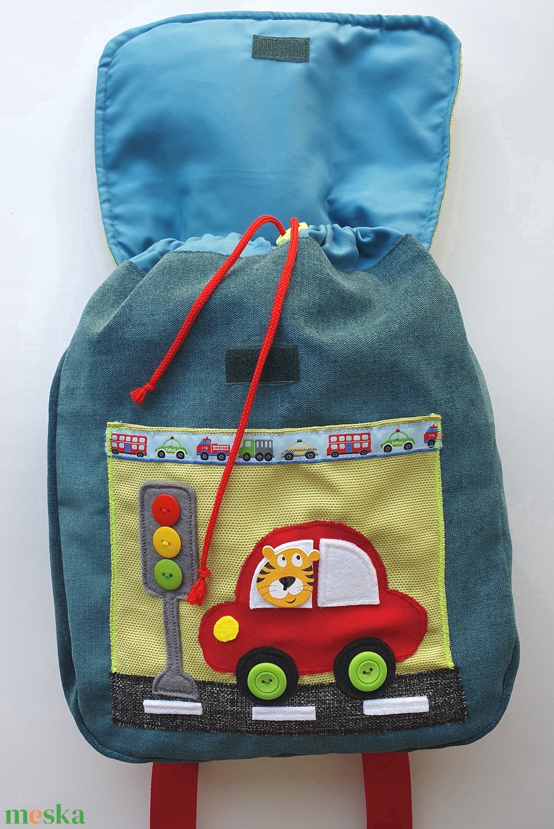 Piros autós-repülős-tigrises hátizsák -AZONNAL VIHETŐ! - játék & sport - ovis felszerelés - ovis hátizsák - Meska.hu