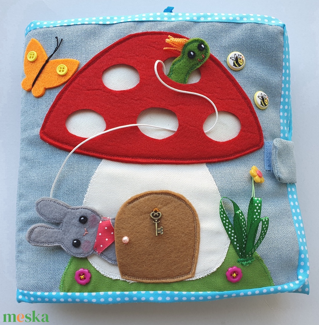Gomba házikós okoskönyv- kreatív textilkönyv  AZONNAL VIHETŐ! - baba - mama - baba játékok - textilkönyv & babakönyv - Meska.hu