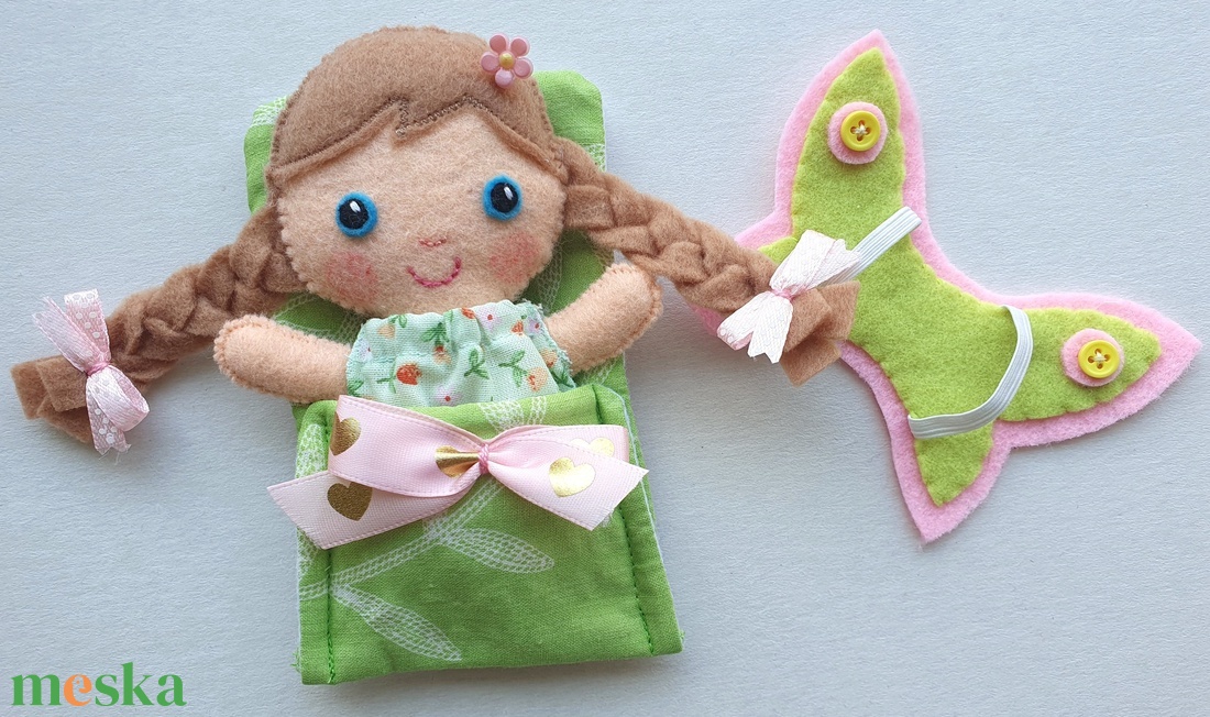Apróságok szundizsákban- Zelda aprócska tündérlány levehető szárnyakkal(zöld) - játék & sport - baba & babaház - játékbaba, babakellék - Meska.hu
