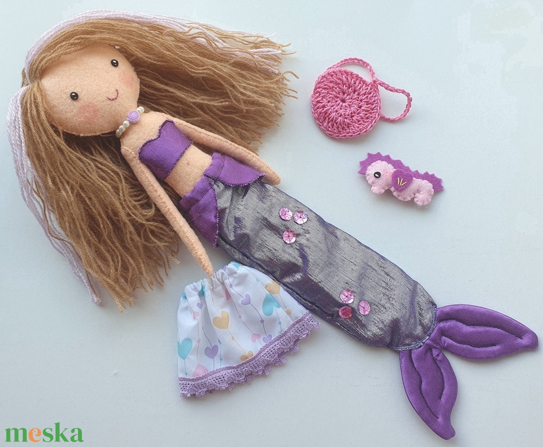 Delphine- öltöztethető  sellőlány pinduri csikóhallal és kiegészítőkkel - AZONNAL VIHETŐ! - játék & sport - baba & babaház - öltöztethető baba - Meska.hu