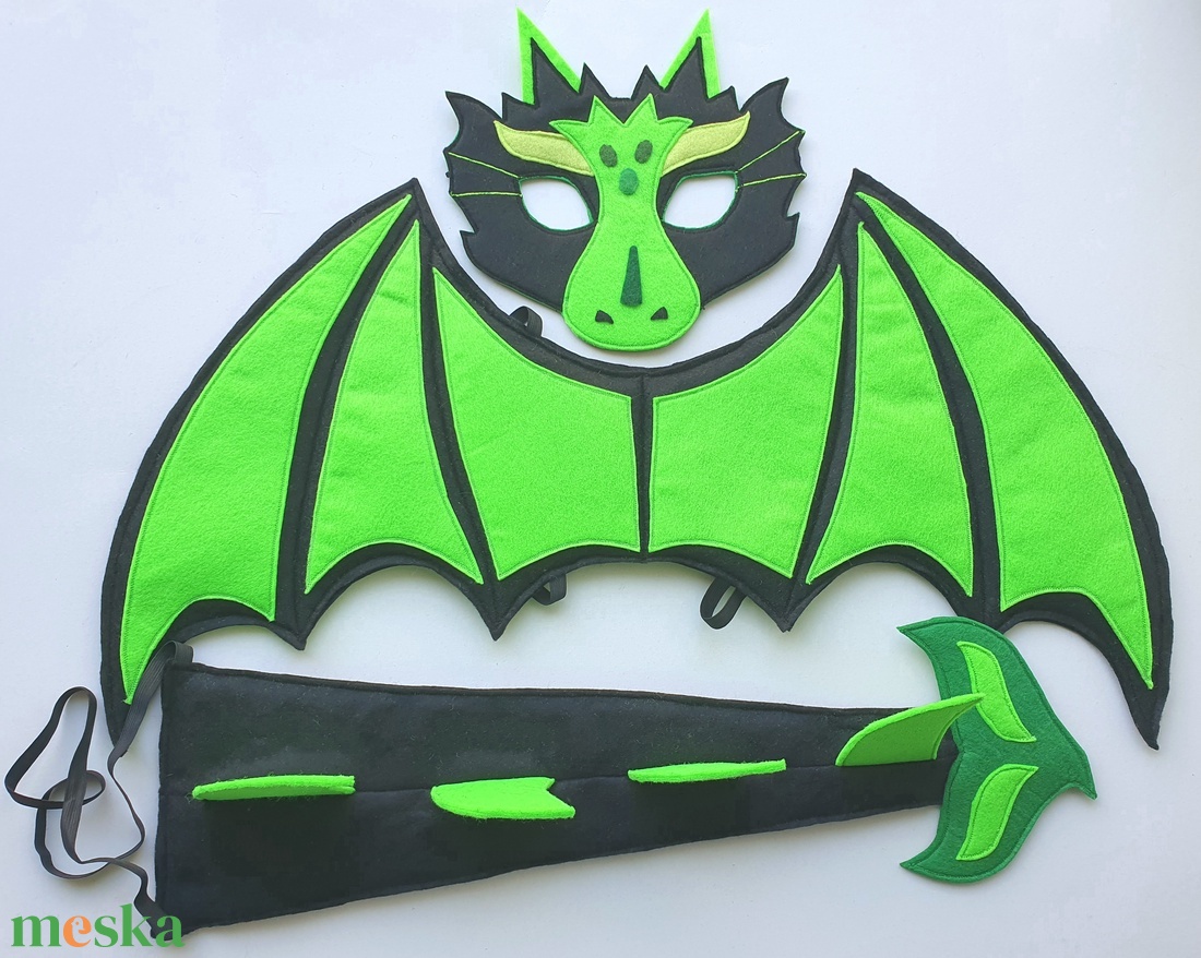 Sárkány farsangi jelmez szett (álarc+ farkinca+szárny) -AZONNAL VIHETŐ!!!! - otthon & életmód - dekoráció - halloween - halloweeni jelmez és kiegészítők - Meska.hu