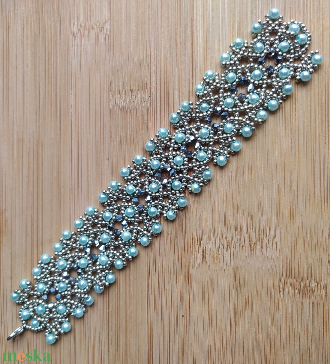 Kéktekla karkötő  - ékszer - karkötő - gyöngyös karkötő - Meska.hu