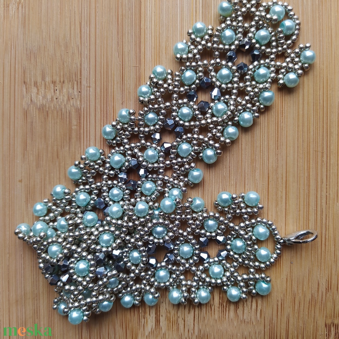 Kéktekla karkötő  - ékszer - karkötő - gyöngyös karkötő - Meska.hu