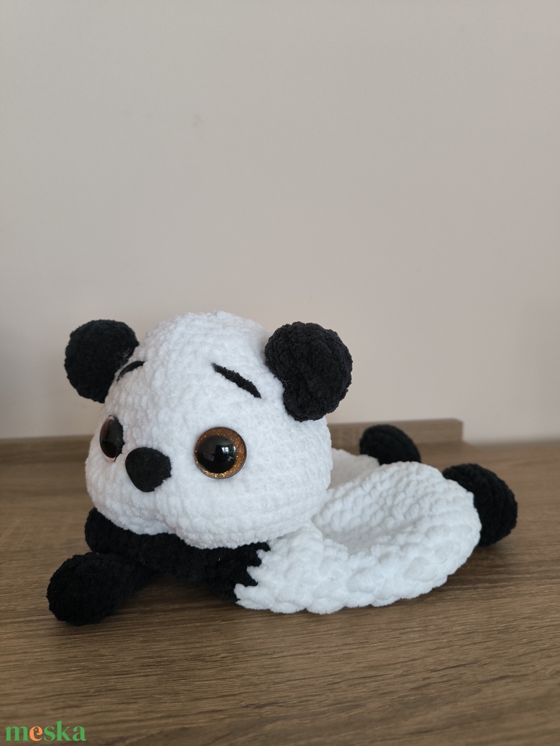 Horgolt alvó pajti,Panda - baba - mama - baba játékok - szundikendő, alvóka - Meska.hu