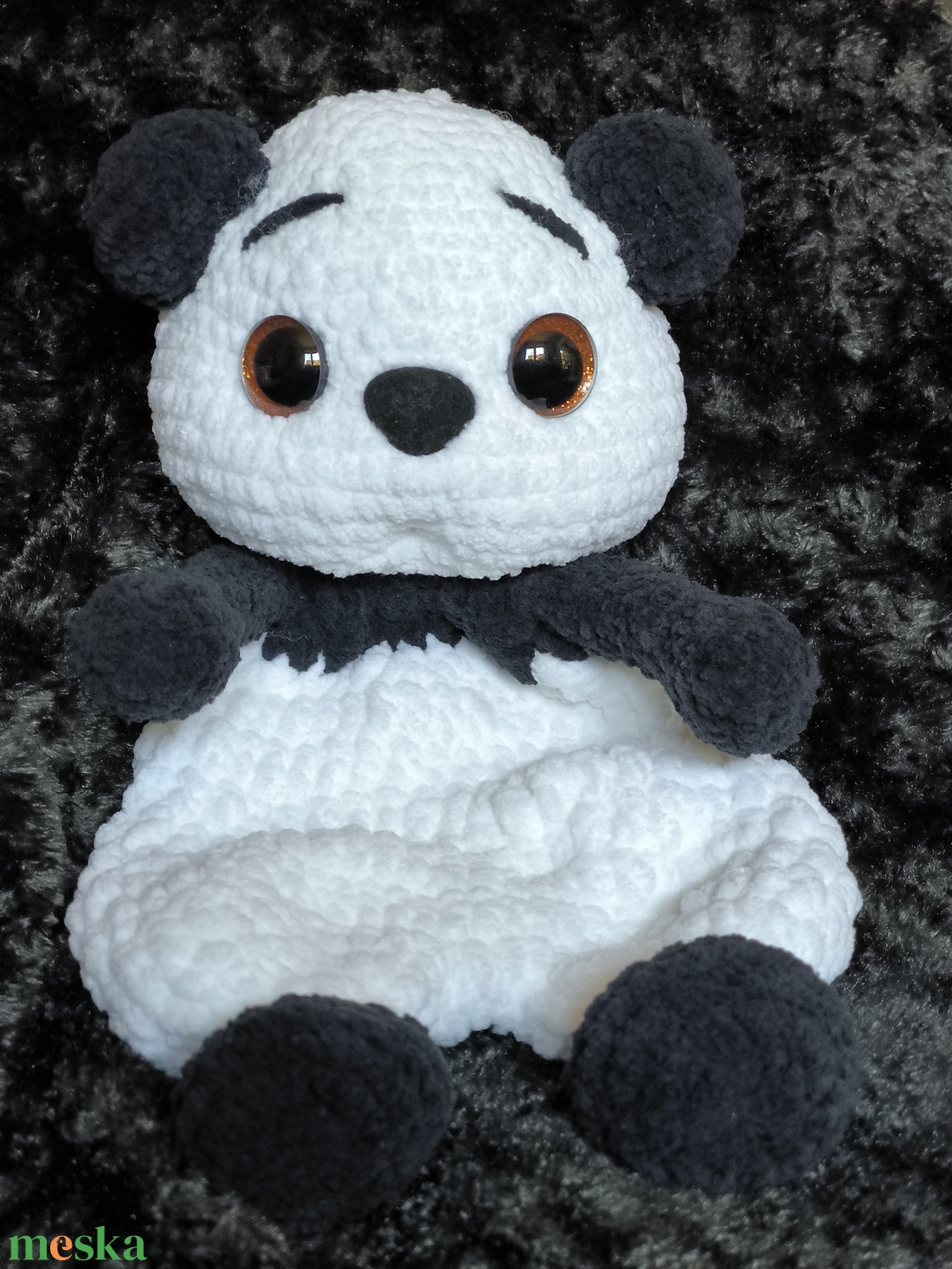 Horgolt alvó pajti,Panda - baba - mama - baba játékok - szundikendő, alvóka - Meska.hu