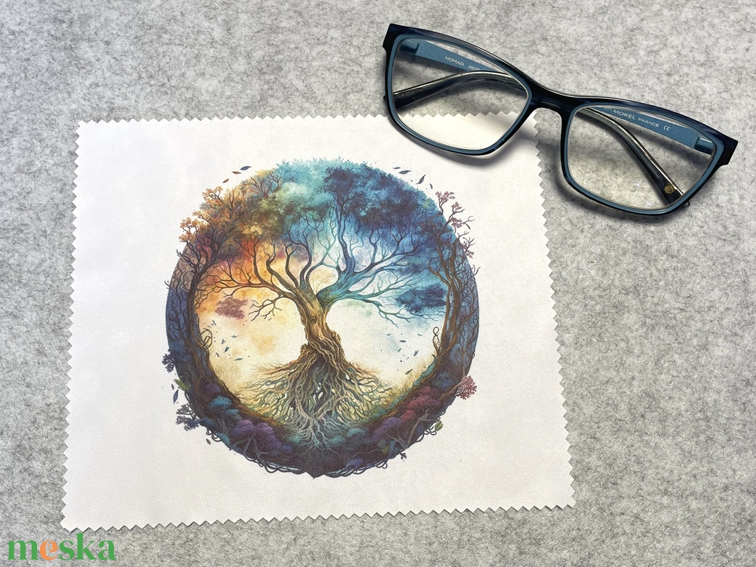 Optikai törlőkendő - Szemüvegtörlő  Életfa (mély tónusú minta) - táska & tok - pénztárca & más tok - szemüvegtok - Meska.hu