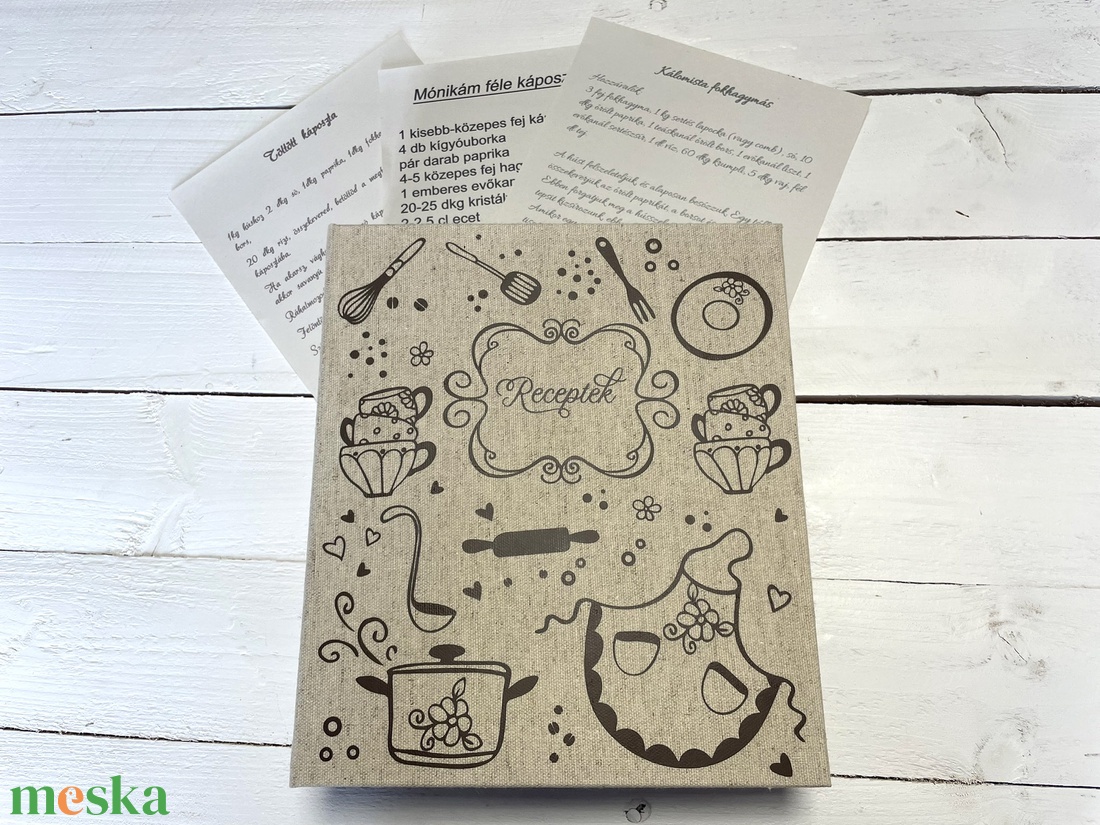 Receptes mappa  vintage hangulat bézs-barna vászonkötésben (A5) - otthon & életmód - konyhafelszerelés, tálalás - sütés, főzés - receptfüzet - Meska.hu