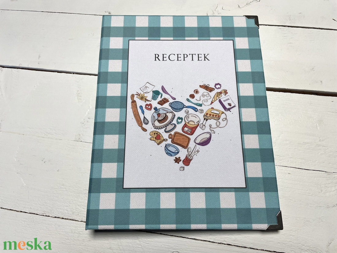 Kockás receptgyűjtő - Receptes könyv - Receptes mappa - otthon & életmód - konyhafelszerelés, tálalás - sütés, főzés - receptfüzet - Meska.hu