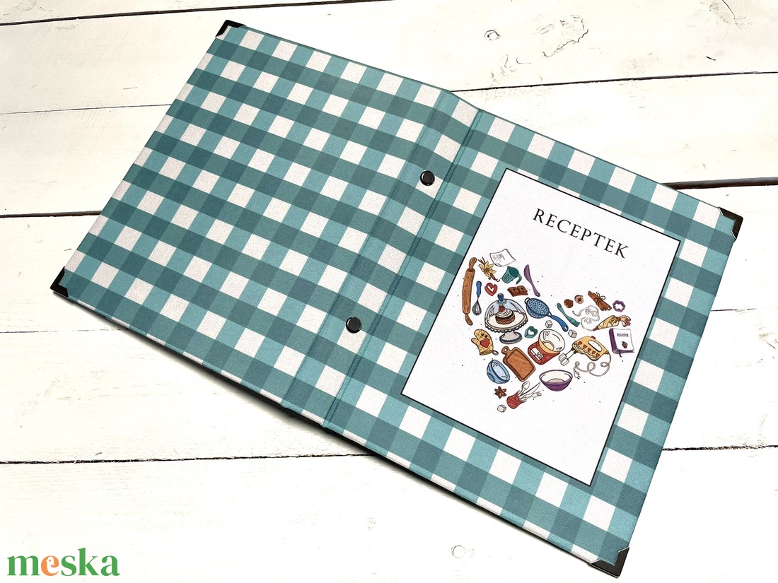 Kockás receptgyűjtő - Receptes könyv - Receptes mappa - otthon & életmód - konyhafelszerelés, tálalás - sütés, főzés - receptfüzet - Meska.hu