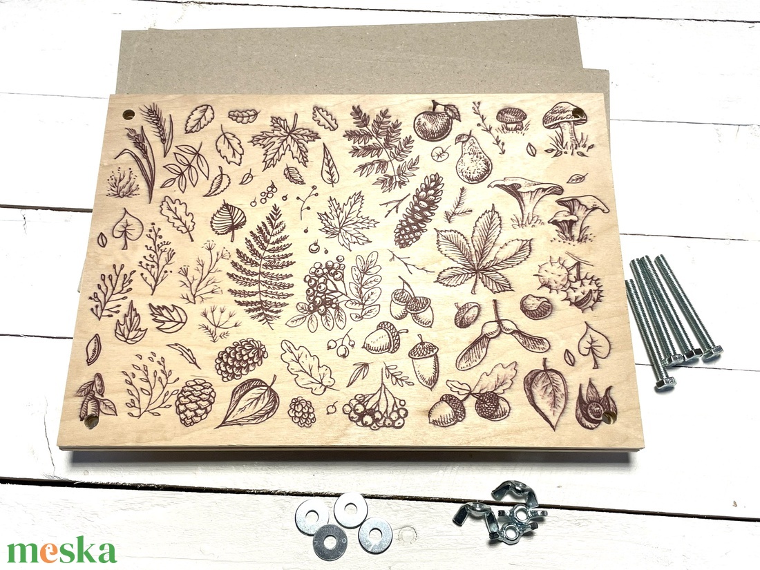 Virágprés/levélprés - őszi hangulatú mintával díszített - diy (csináld magad) - egységcsomag - Meska.hu