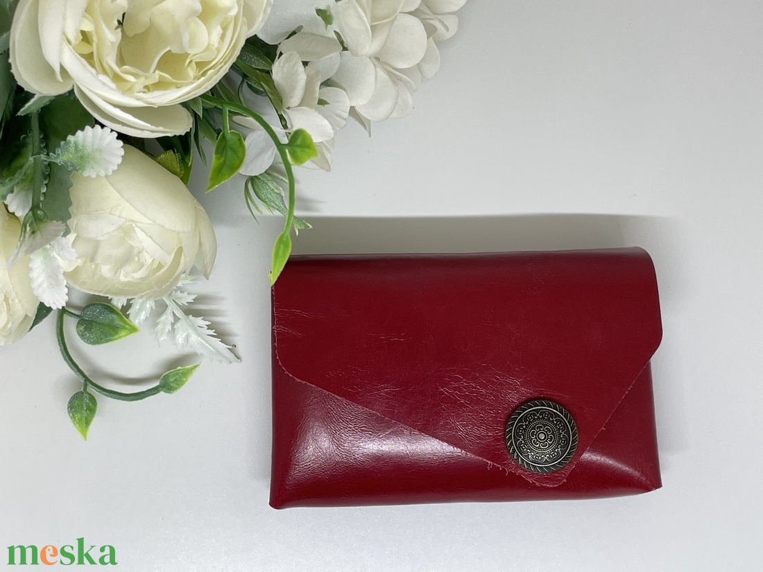 Valódi bőr zsebkendőtartó - meggypiros - otthon & életmód - tárolás & rendszerezés - zsebkendőtartó - Meska.hu