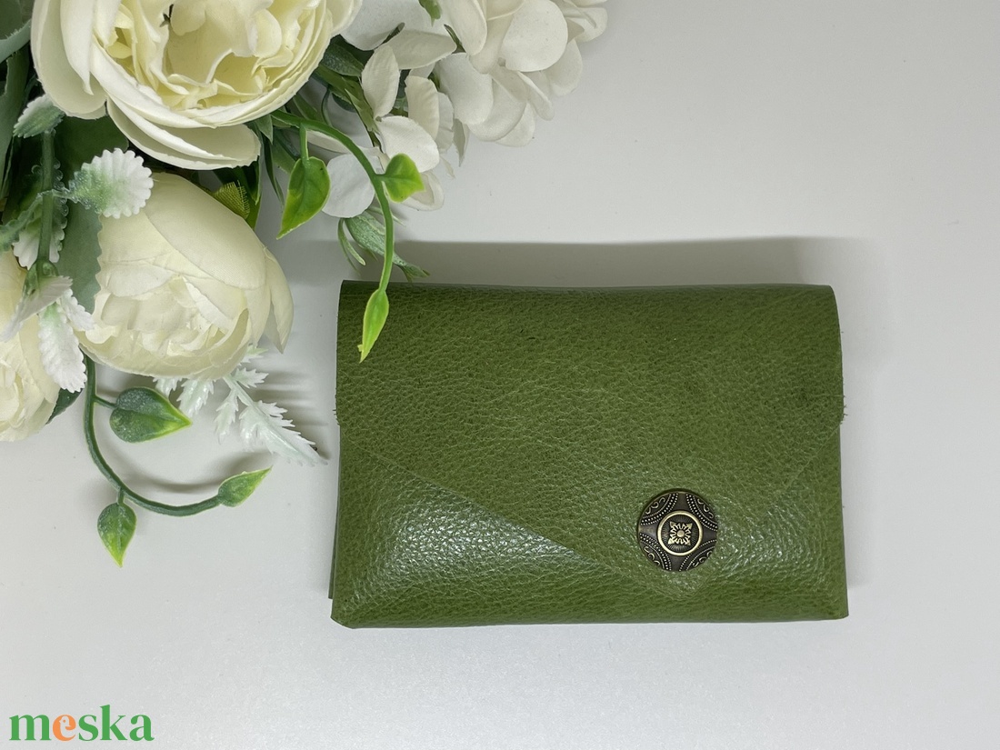 Valódi bőr zsebkendőtartó - olívazöld - otthon & életmód - tárolás & rendszerezés - zsebkendőtartó - Meska.hu