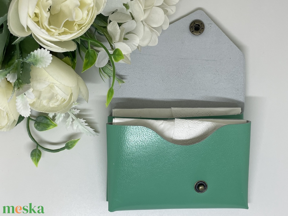 Valódi bőr zsebkendőtartó - türkizzöld - otthon & életmód - tárolás & rendszerezés - zsebkendőtartó - Meska.hu