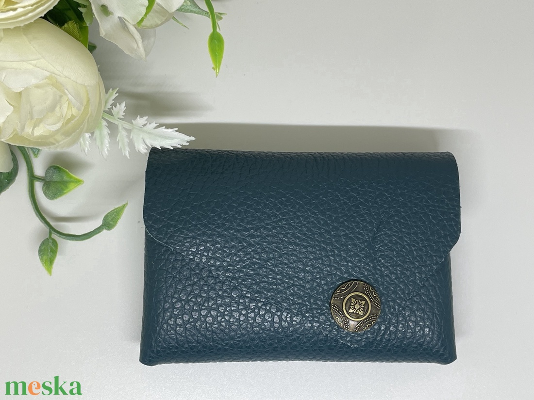 Valódi bőr zsebkendőtartó - petrol - otthon & életmód - tárolás & rendszerezés - zsebkendőtartó - Meska.hu