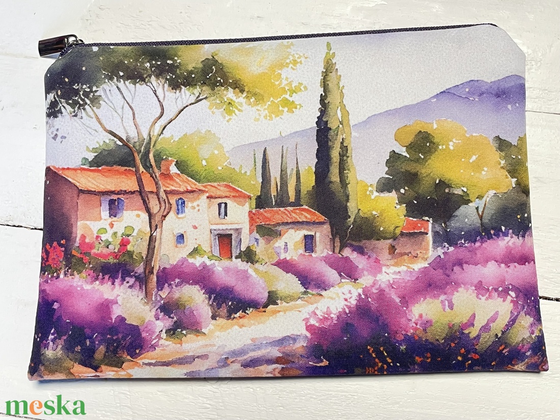 Provence mintás neszesszer - festményszerű tájjal - táska & tok - neszesszer - Meska.hu