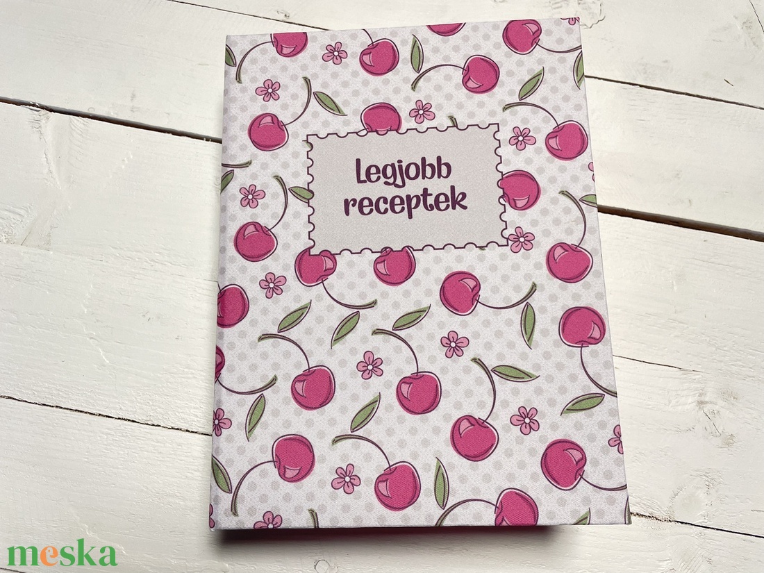 Receptes mappa � cseresznyés mintával - otthon & életmód - konyhafelszerelés, tálalás - sütés, főzés - receptfüzet - Meska.hu