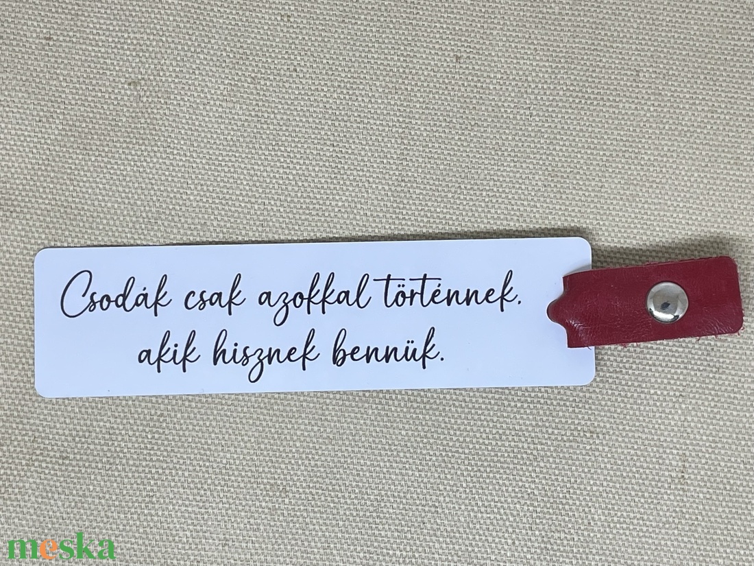 Motivációs fém könyvjelző - valódi bőr díszítéssel - Csoda - könyv & zene - könyvjelző - Meska.hu