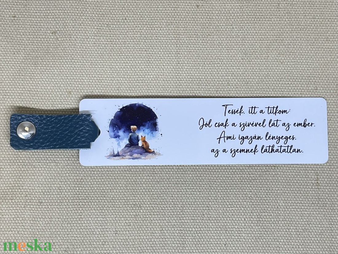 Motivációs fém könyvjelző - valódi bőr díszítéssel - Kis herceg - könyv & zene - könyvjelző - Meska.hu