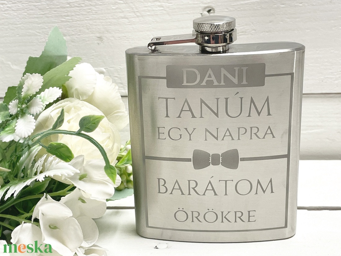 Tanúfelkérő ajándék - férfiaknak - gravírozott fém flaska - esküvő - meghívó & kártya - tanú felkérő - Meska.hu