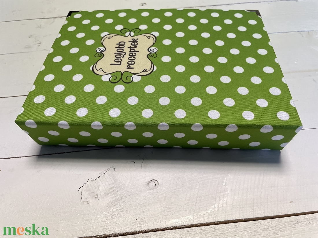 Receptes mappa - receptes könyv - lime - pöttyös - otthon & életmód - konyhafelszerelés, tálalás - sütés, főzés - receptfüzet - Meska.hu