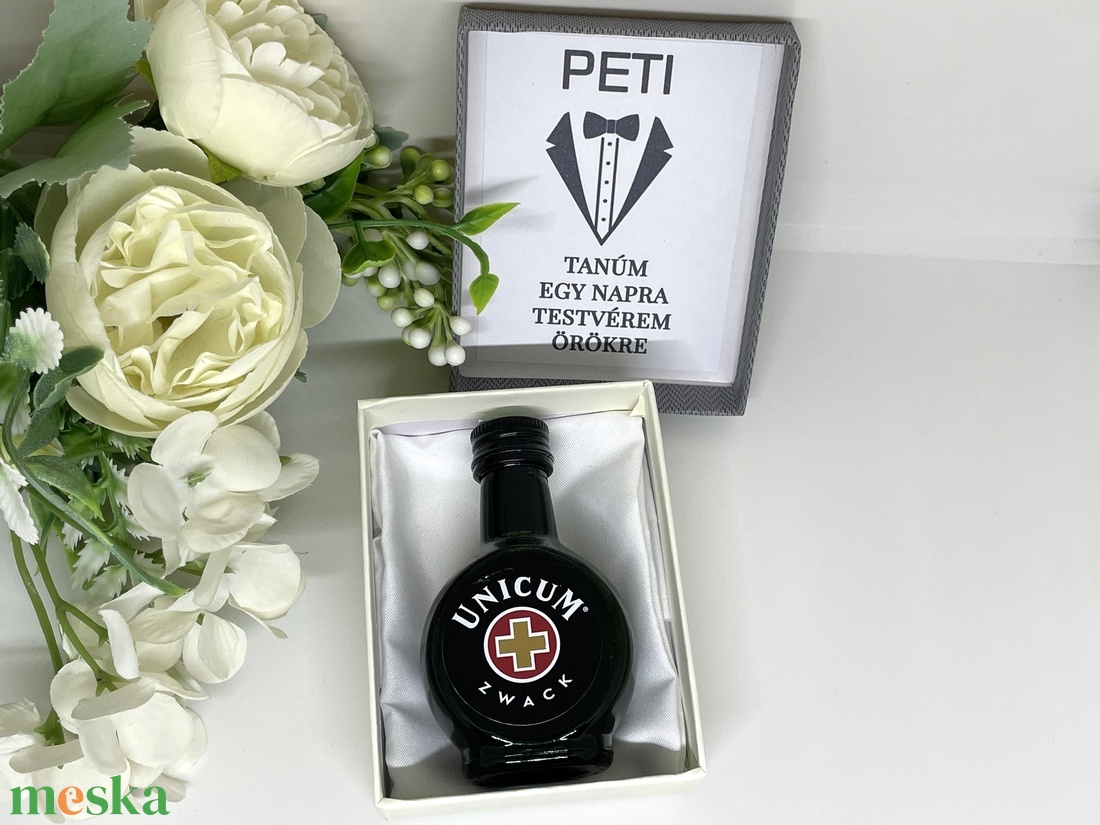 Mini Unicum - személyre szabva - tanúfelkérő ajándék díszdobozban - esküvő - meghívó & kártya - tanú felkérő - Meska.hu