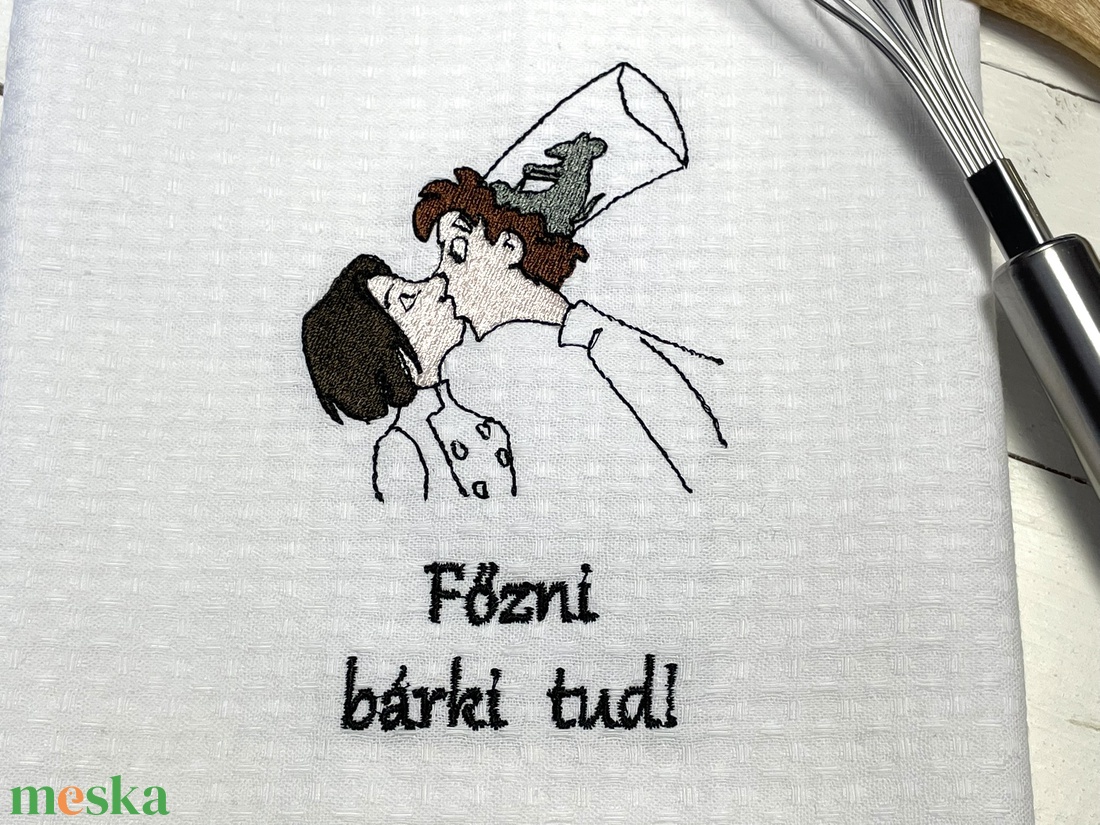 Hímzett konyharuha - Főzni bárki tud � humoros hímzett konyharuha ajándékba - otthon & életmód - konyhafelszerelés, tálalás - konyhai textil - konyharuha & törlőkendő - Meska.hu
