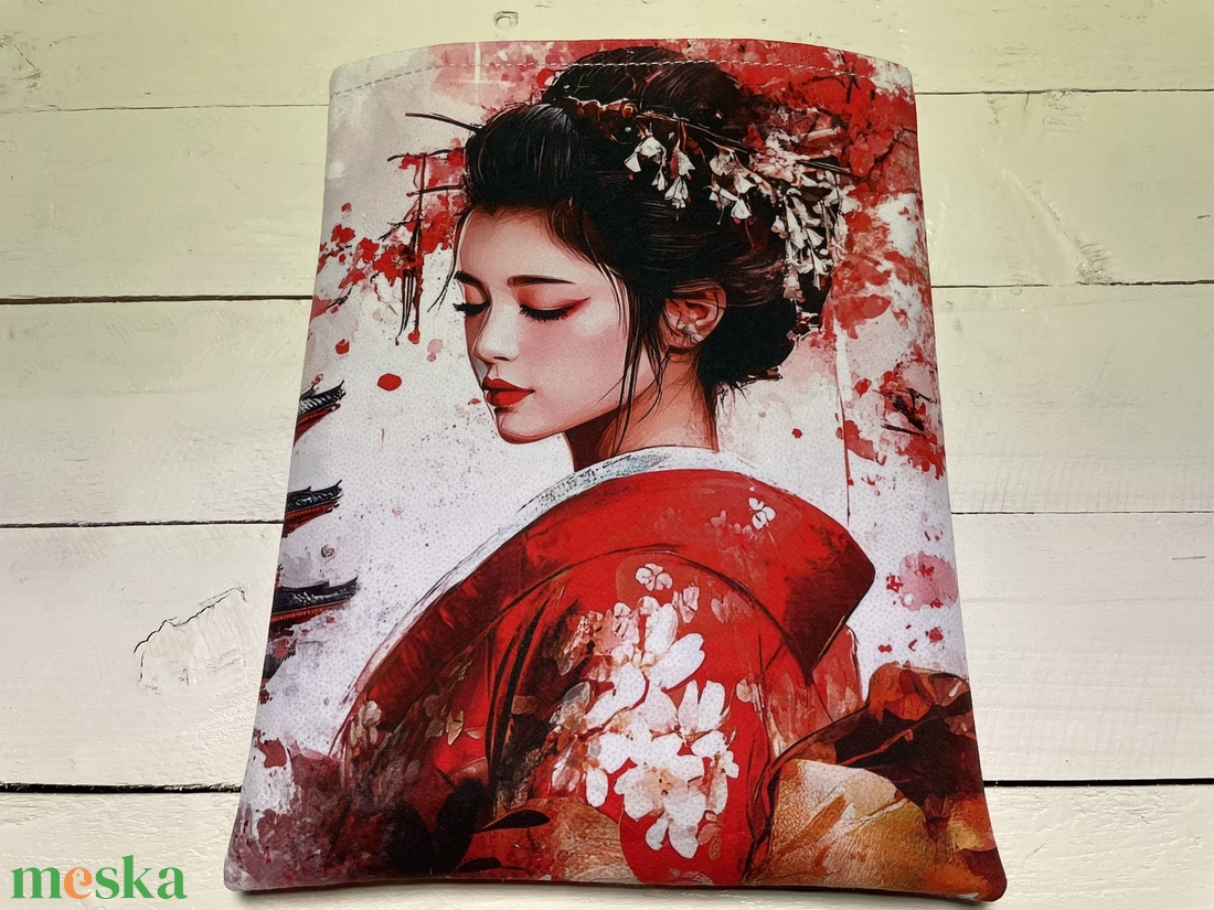 Japán stílusú könyvtok � egyedi nyomtatású textil könyvvédő 21x26 cm - könyv & zene - könyvtok - Meska.hu