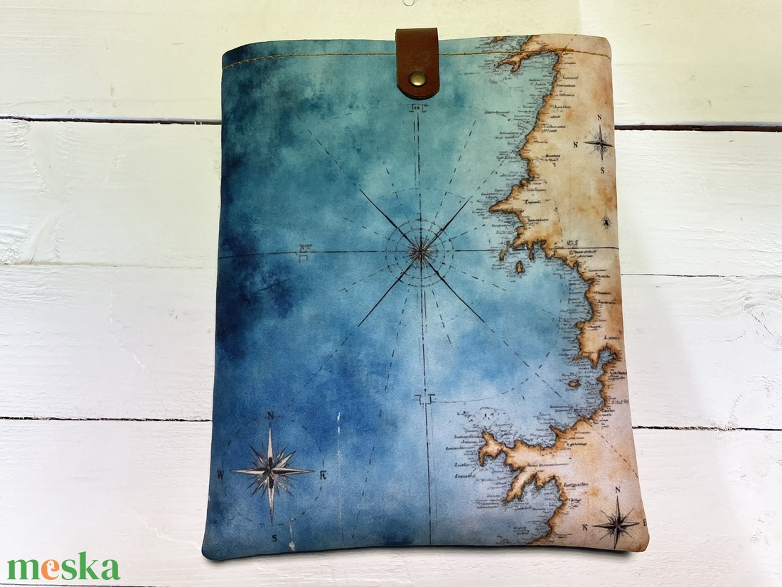 Térképmintás könyvtok bőr pánttal � A5 méret - könyv & zene - könyvtok - Meska.hu