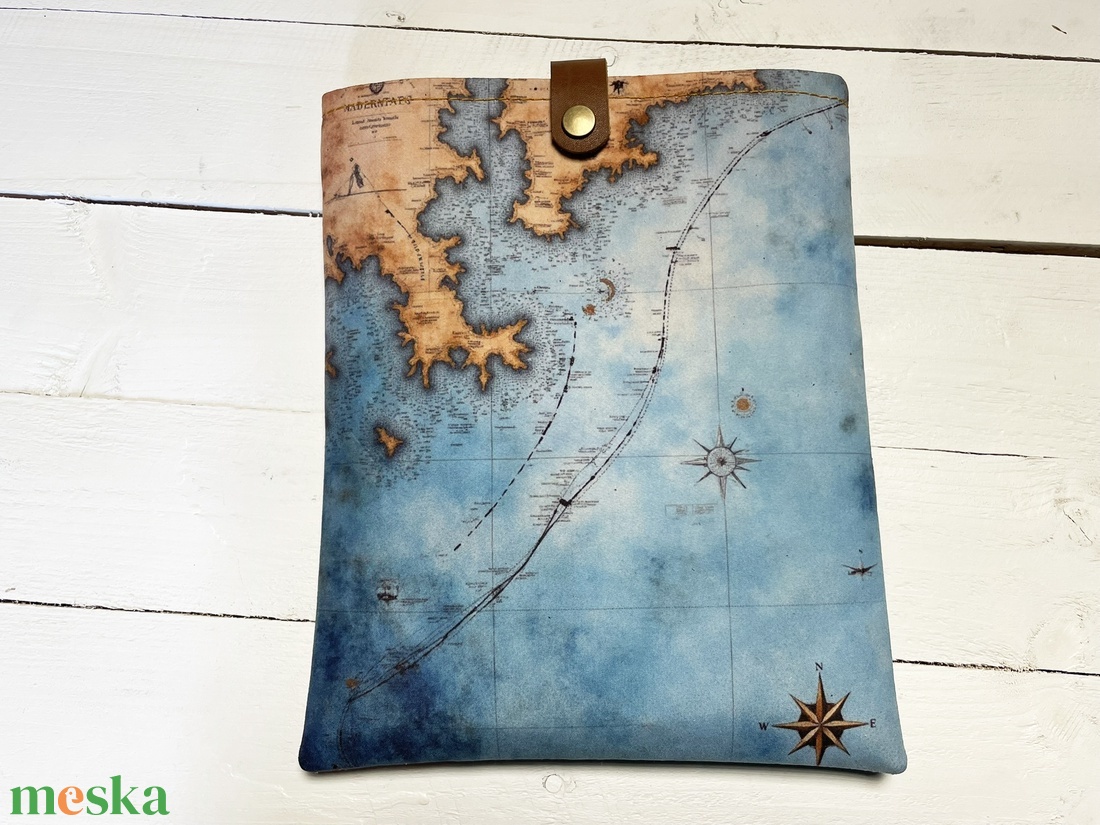 Térképmintás könyvtok bőr pánttal � A5 méret - könyv & zene - könyvtok - Meska.hu