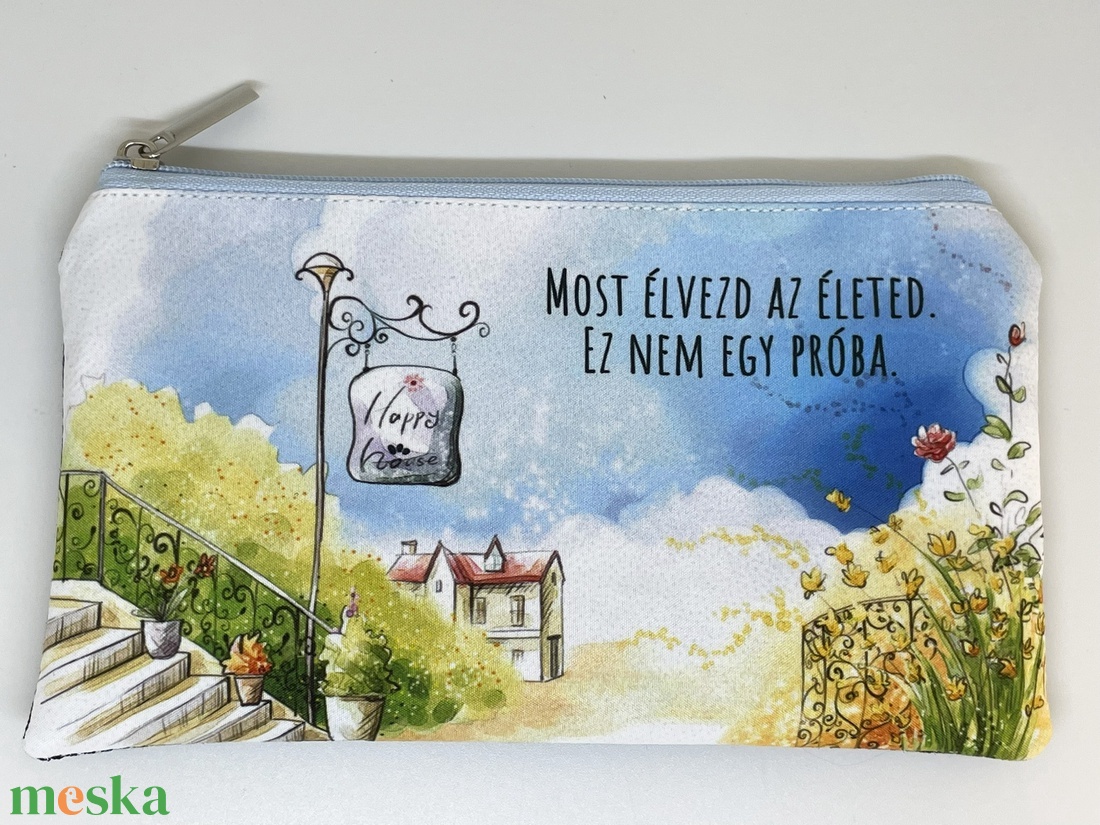 Motivációs neszesszer felirattal és akvarell mintával � 19 � 11 cm - táska & tok - neszesszer - Meska.hu