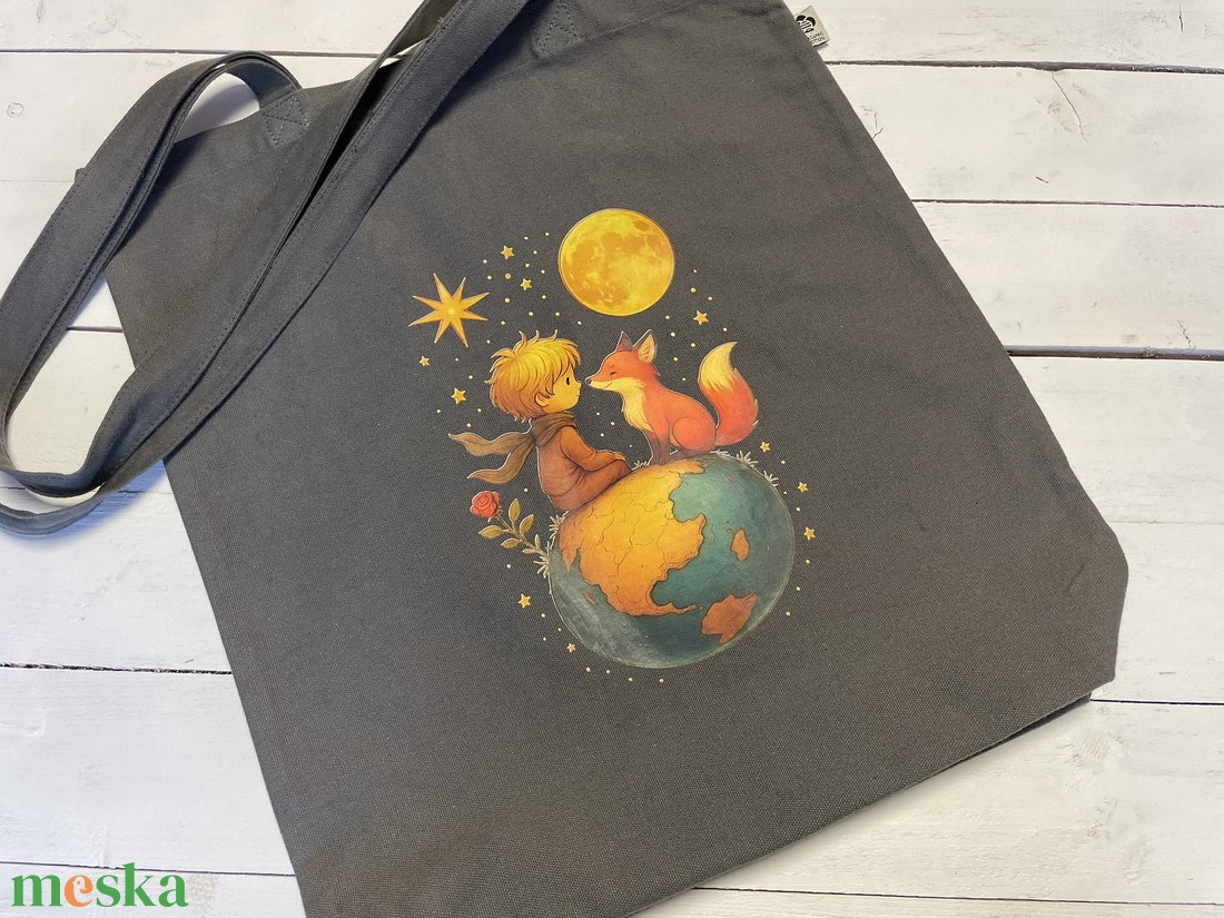 Bevásárló táska - Kis herceg és róka vászontáska � bio pamutvászonból - táska & tok - bevásárlás & shopper táska - shopper, textiltáska, szatyor - Meska.hu