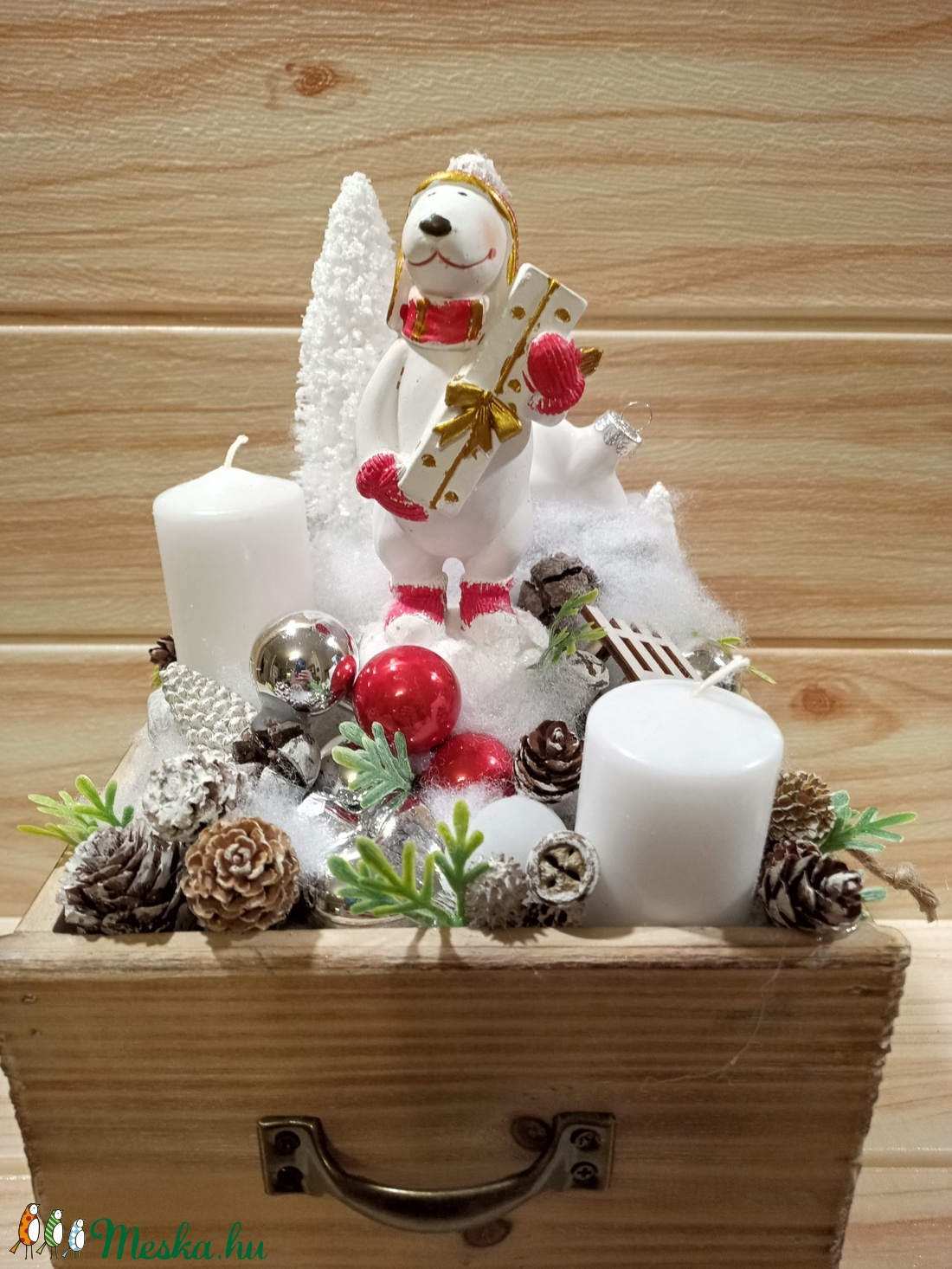 Karácsonyi asztaldísz jegesmaci - karácsony - karácsonyi lakásdekoráció - Meska.hu