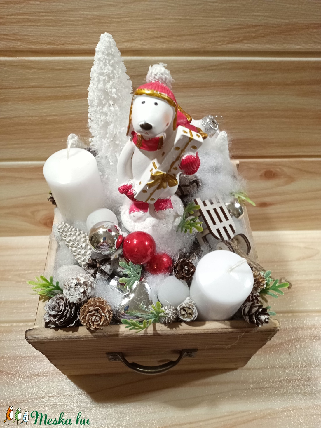 Karácsonyi asztaldísz jegesmaci - karácsony - karácsonyi lakásdekoráció - Meska.hu