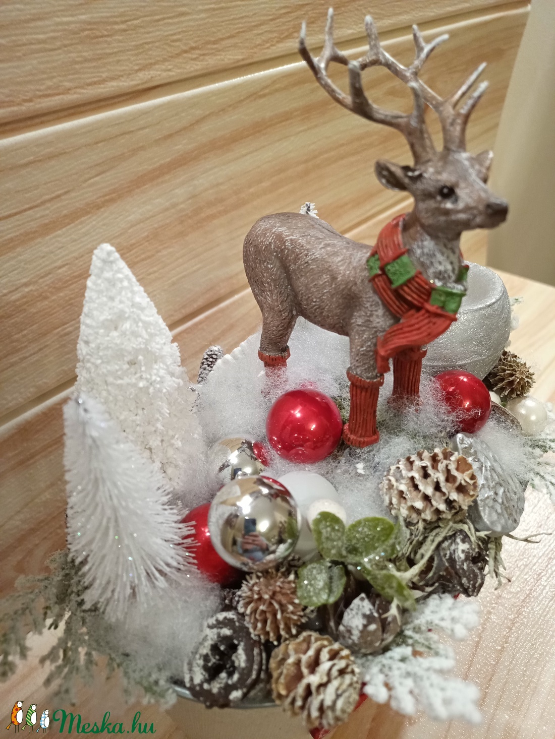 Karácsonyi asztaldísz szarvas figurával - karácsony - karácsonyi lakásdekoráció - Meska.hu